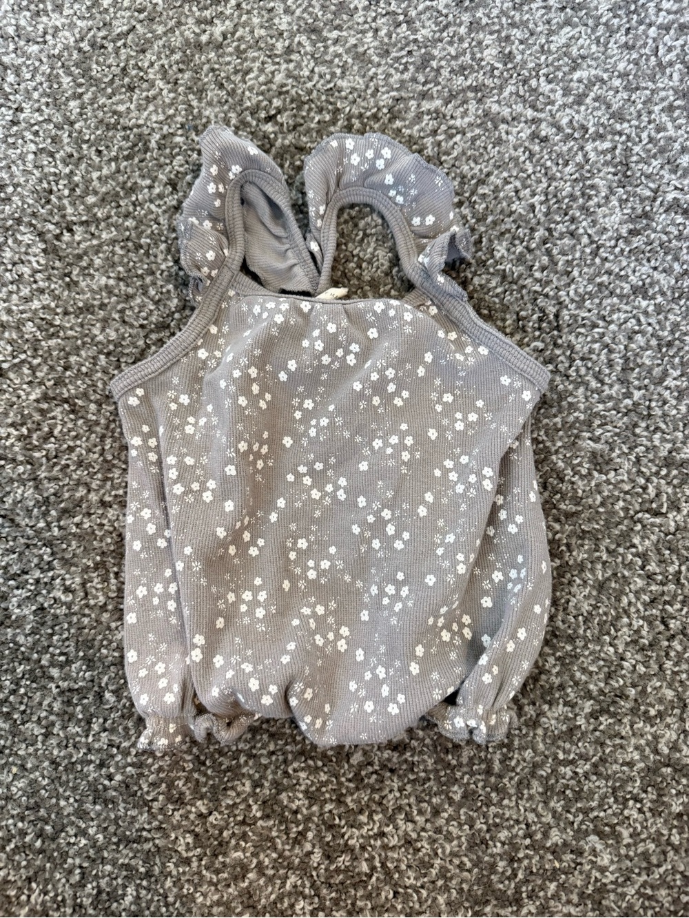 Quincy Mae Grey Floral Romper